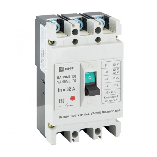 Автоматический выключательВА-99М 100/32А 3P 18кА EKF Basic | код. mccb99-100-32mI | EKF 